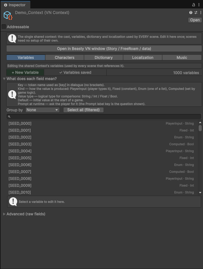 The VNContext inspector: the one shared world