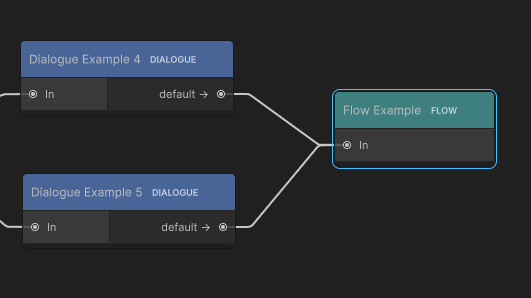 A dedicated Flow node as the target of two branches