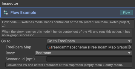 A Flow (Mode Switch) node's inspector
