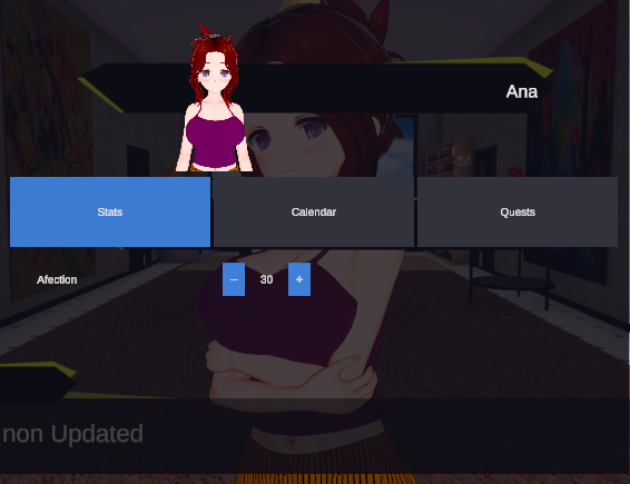 The stats screen: a row per field, some of them editable